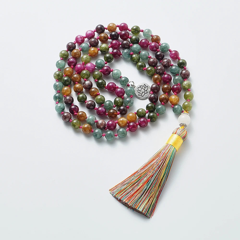 Colliers Mala en Tourmaline Colorée, Bijou Énergétique et Unique