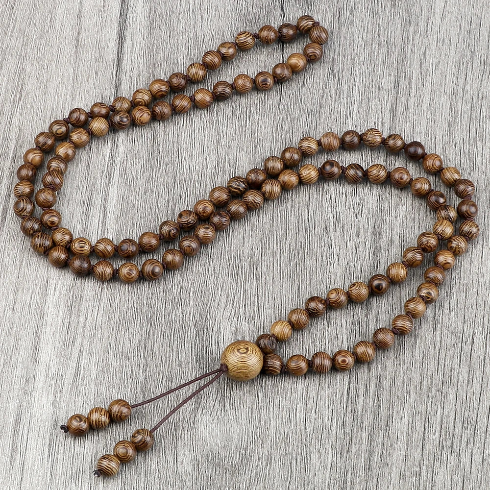 Colliers Mala en Bois Naturel, 108 Perles Spirituelles et Zen