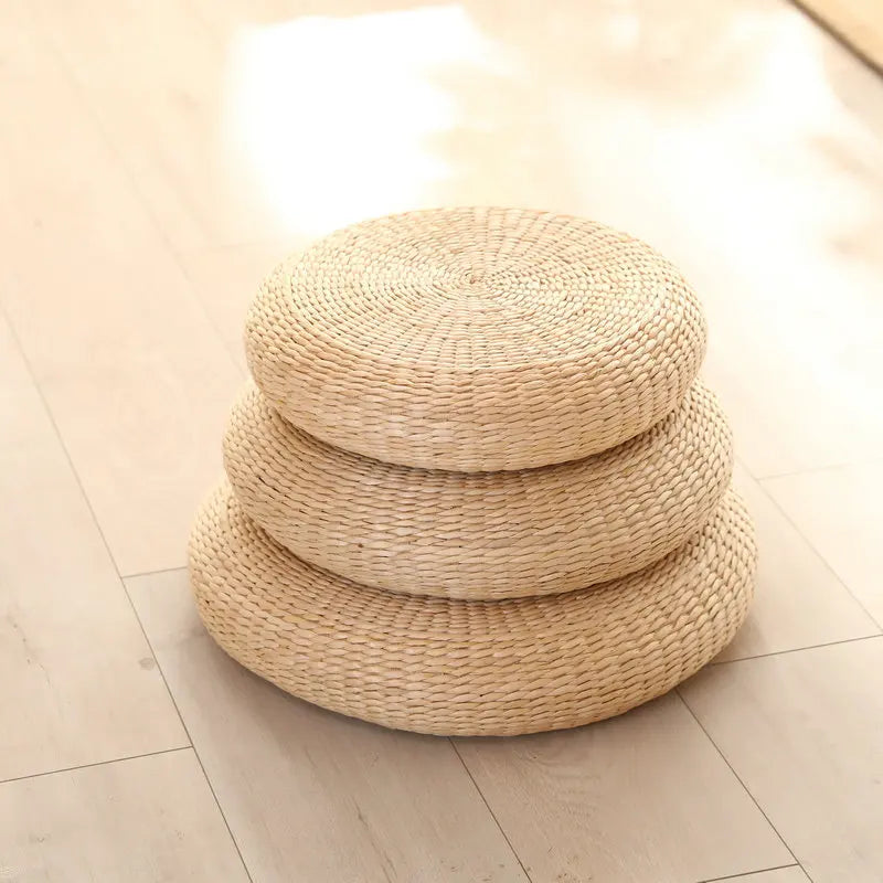 Coussin de Méditation Tatami Rond en Paille Naturelle et Confortable