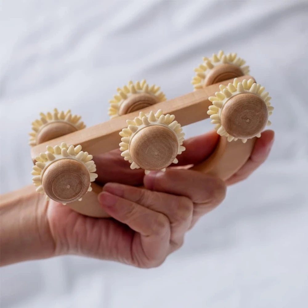 Appareil Massage Dos Manuel, Rouleau en Bois pour Muscles Profonds