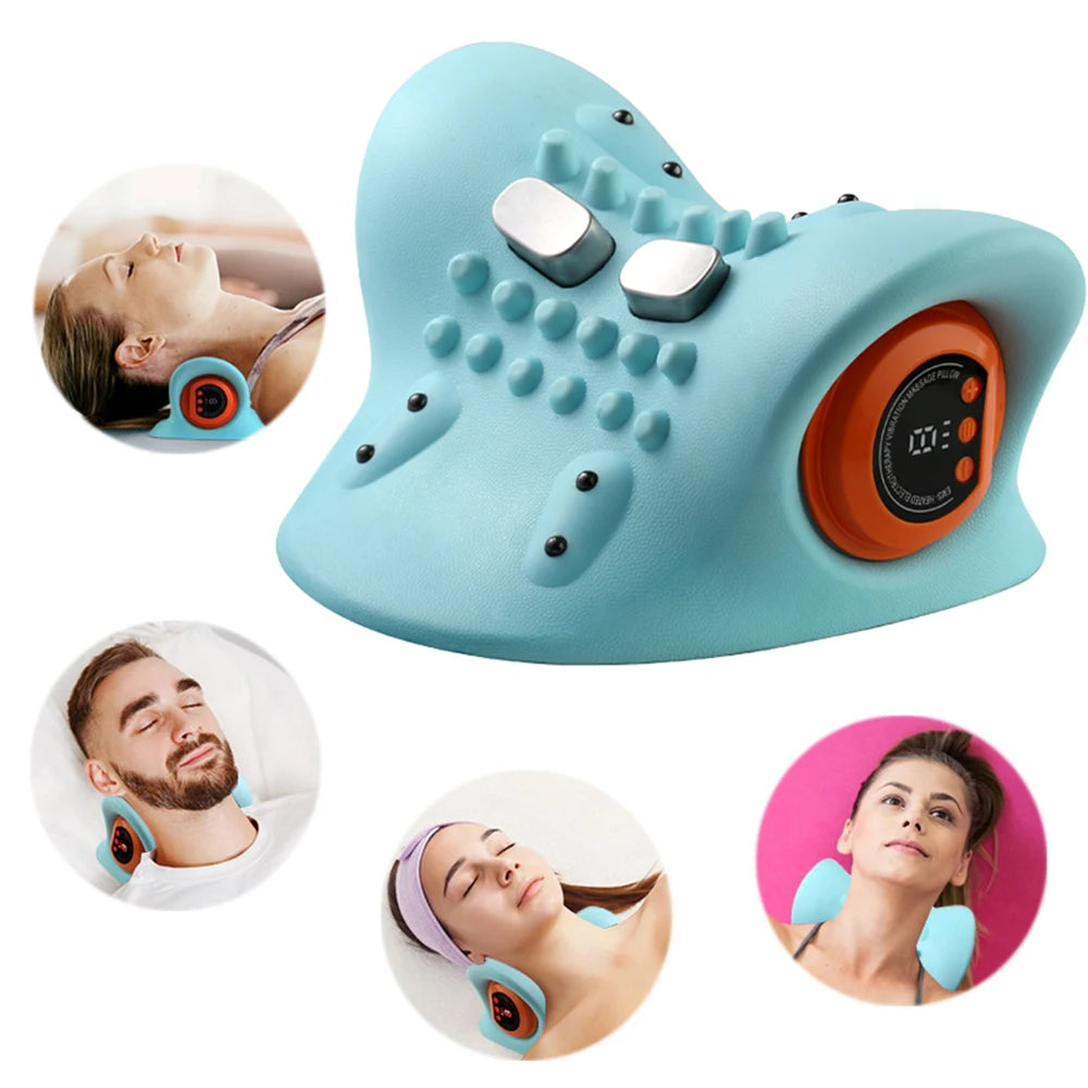 Appareil Massage Cou Électrique, Traction Chauffante et Thérapeutique