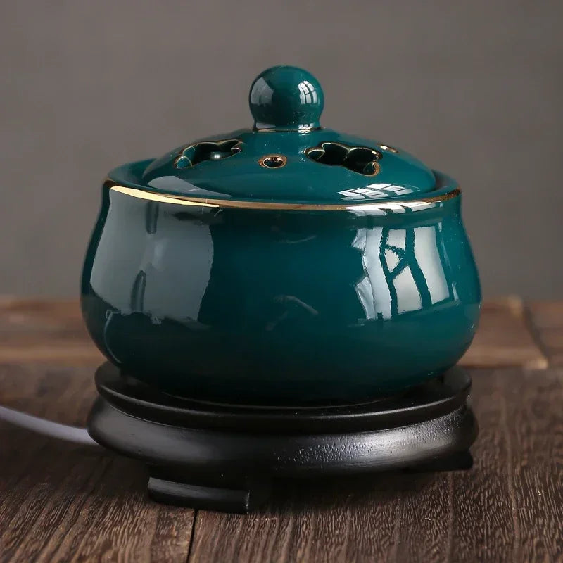 Encensoir Électrique Lotus Bleu, Diffuseur Oudh et Huiles Essentielles